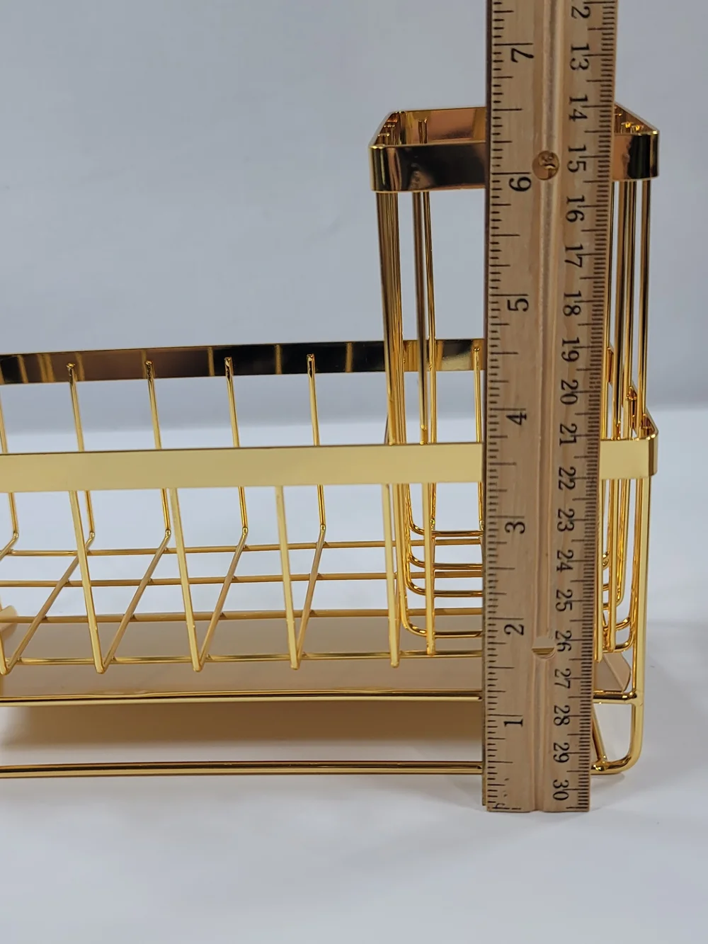 Gold Tone Sink Caddy Organizer with High Brush Holder Kitchen Countertop